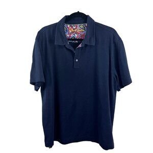 Robert Graham Navy Blue Skull Polo Shirt Mens Size XL